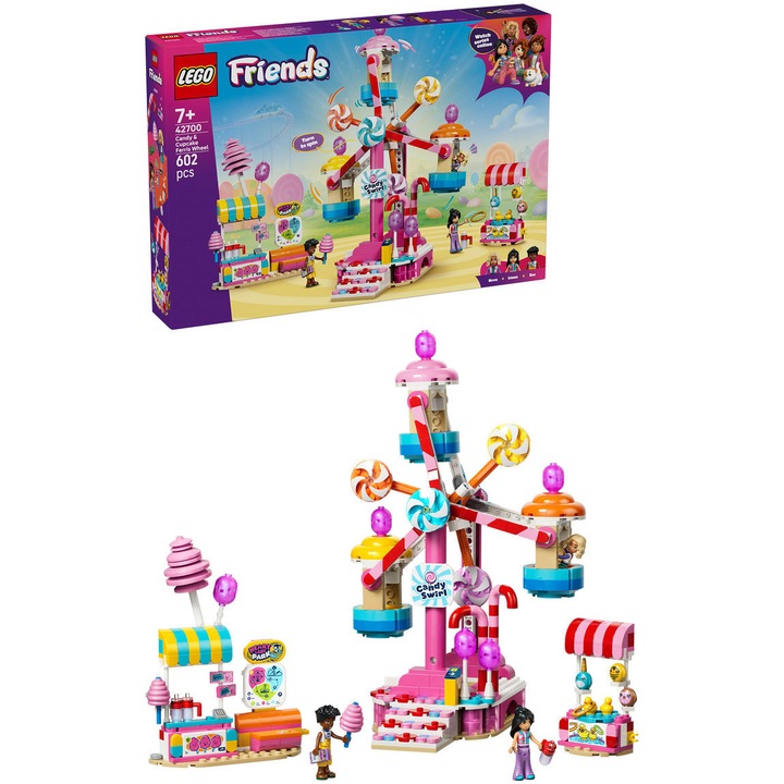 Set de constructie LEGO® Friends Roata Ferris cu bomboane si briose 42700, Jucarii pentru Copii, Jucarii pentru Fete si Baieti, Idee de Cadou pentru Copii, 602 piese