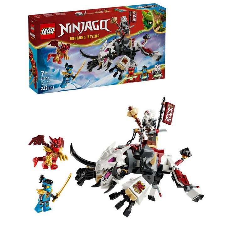 LEGO® NINJAGO® - Zilvar si monstrul dragon Grimtak 71863, 232 piese