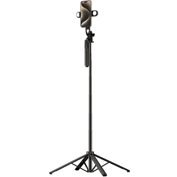 Selfie Stick Bluetooth WH181D-Y1S, Universal, Lampa LED dubla, Negru