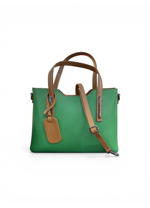 Válltáska, SHINY, valódi bőr, zöld, 20x30cm