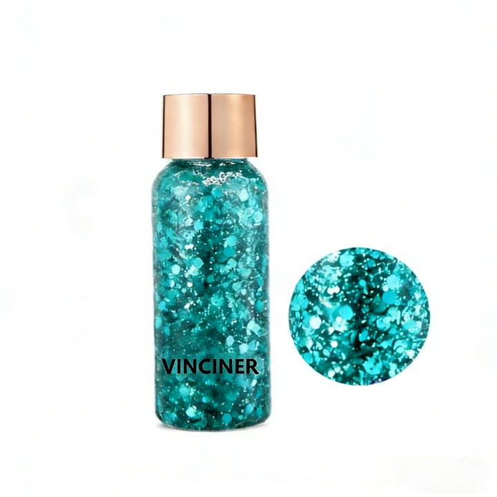Sclipici pentru par LanXtwo, verde, efect iridescent, fara adeziv, 30 ml
