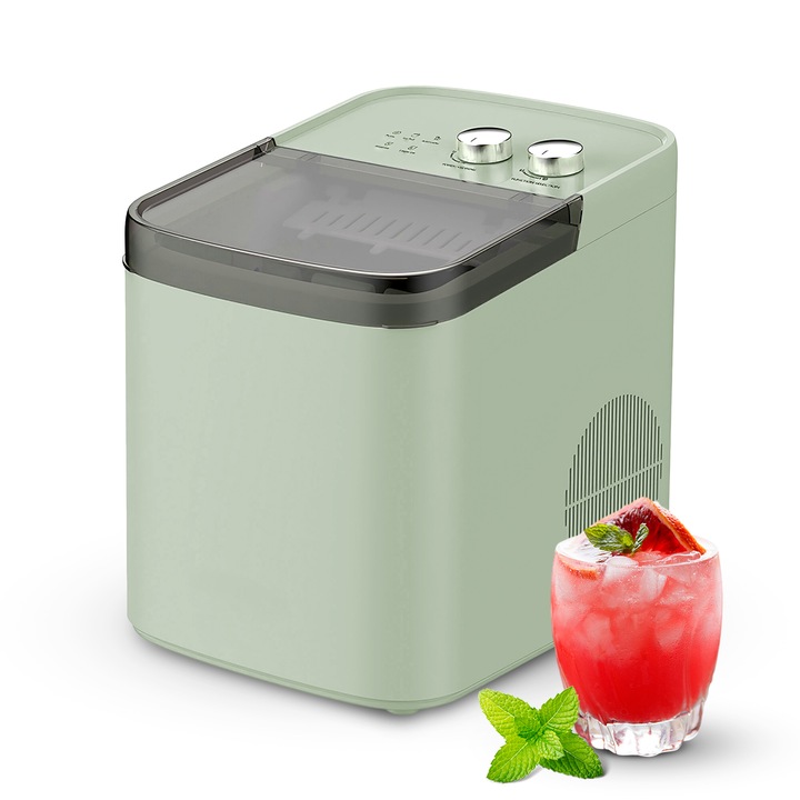 Masina de gheata compacta, UWOT, verde, 1, 2 L, 9 cuburi in 6-8 minute, autocuratare