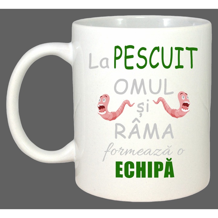 Cana La Pescuit Echipa, Cadou, Sarbatori, Cri-Flo, Culoare Alb, 330 ml