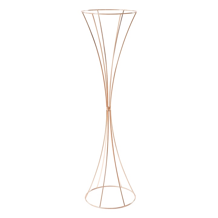 Set 10 vase trompetă aurii din fier, 80x22cm, pentru masă și decor de nuntă