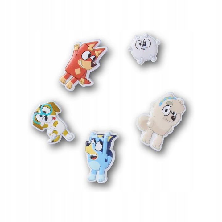 Crocs, Jibbitz pentru incaltaminte, Bluey Multi, multicolor, set 5 bucati