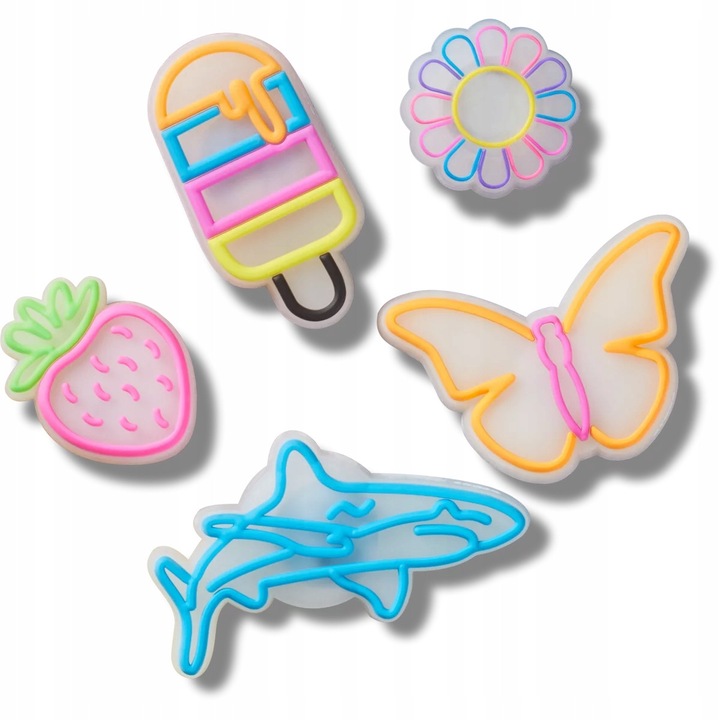 Crocs, Jibbitz pentru incaltaminte, Lights Up Summer 5 Pack, multicolor, set 5 bucati