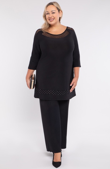 Set negru cu insertii de plasa