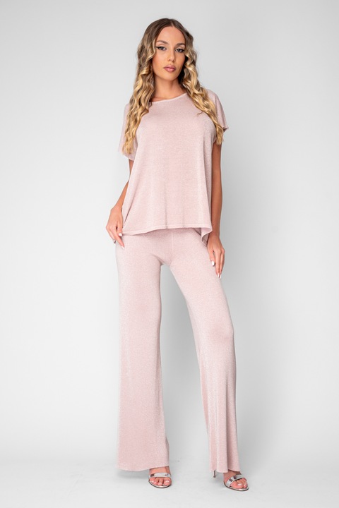 Set Tricou tricotat fin si Pantalon lung Rose/Silver 20884, Roz/Argintiu, One Size