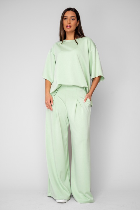 Set Oversized Tricou si Pantalon lung Mint 20879, Verde menta, One Size