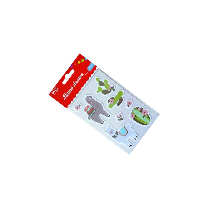 Set abtibilduri decorative DACO Art Llama Drama, multicolor, 10.3x15.3 cm