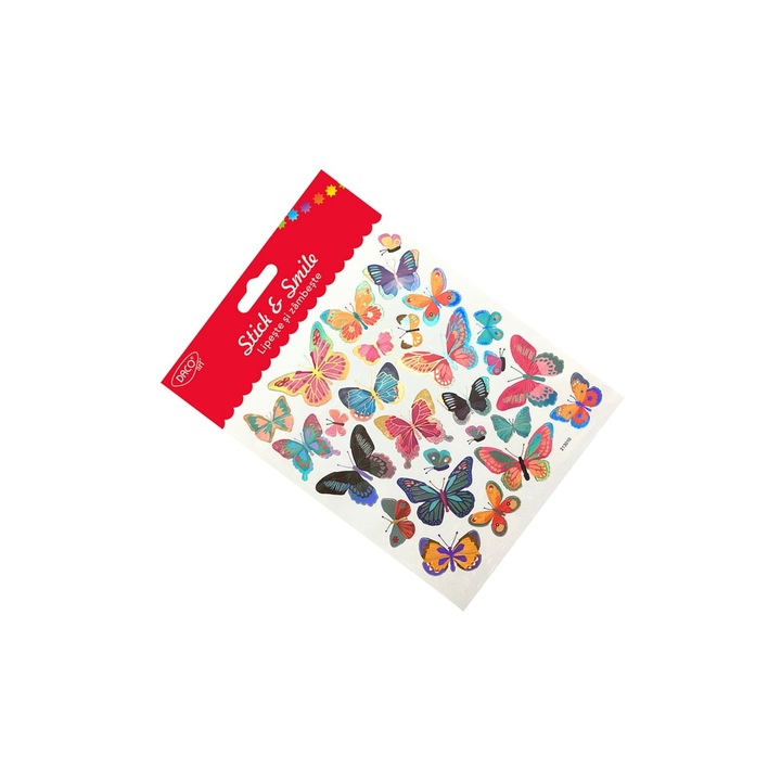 Abtibilduri Decorative, DACO Art, Fluturi Colorati, 15x16.6cm, pentru Diverse Suprafete