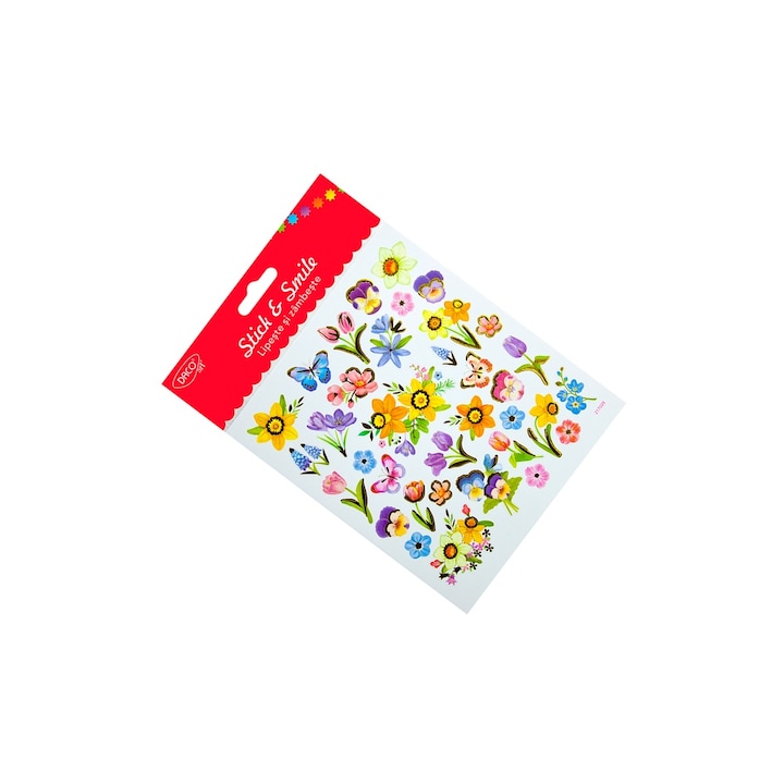 Abtibilduri decorative, DACO Art, Narcise, flori de primăvară, multicolor, 15x16.6 cm, set