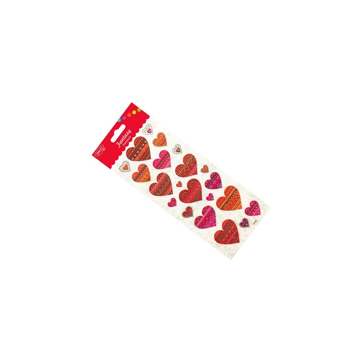 Stickere Decorative Inimi Fantezia DACO, Multicolor, 10x23 cm, set pentru Personalizare Creativa