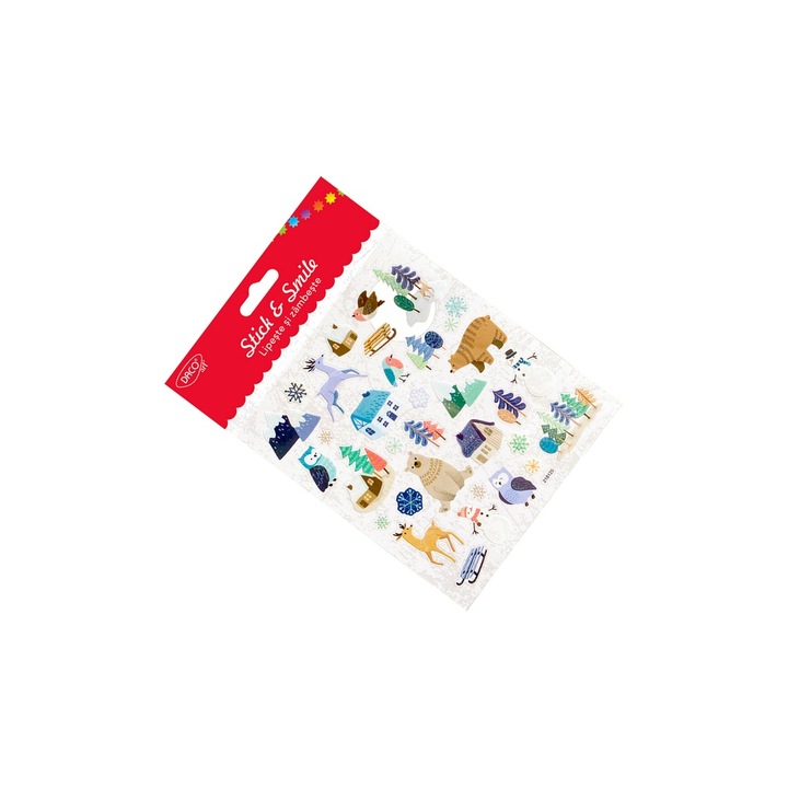 Set Abtibilduri Decorative DACO Art, Tematica de Iarna, Accente Glitter, 15x16.6 cm