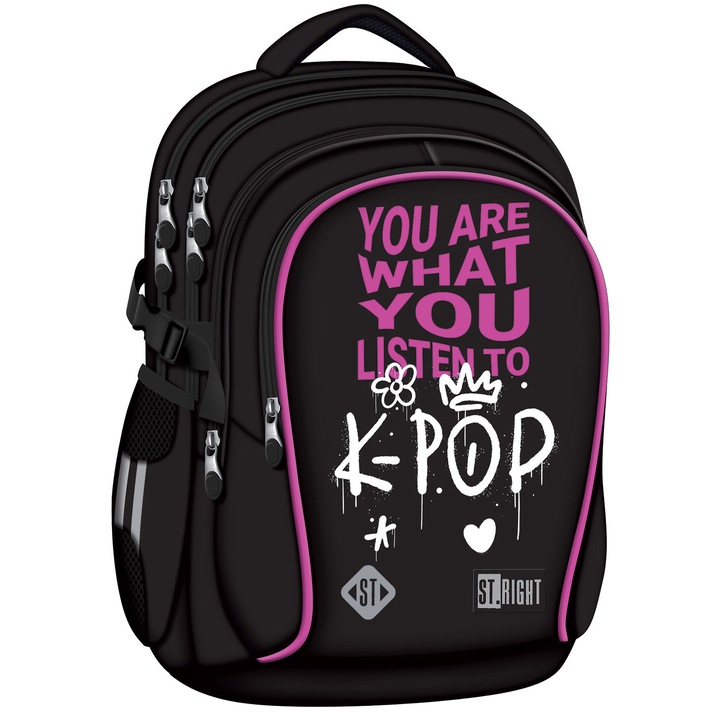 Ghiozdan Scolar St.Right BP01 K-Pop Rhythm 4 Compartimente, Ergonomic, 43x32x21cm