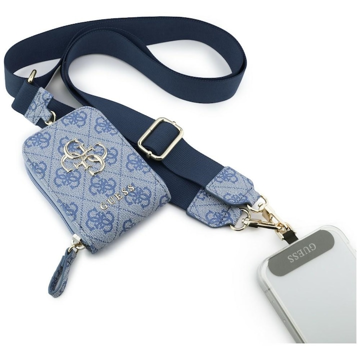 Връзка за калъфи Guess 4G Metal Logo с портфейл, Син