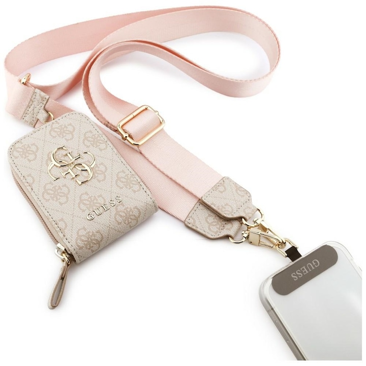 Връзка за калъфи Guess 4G Metal Logo с портфейл, розова