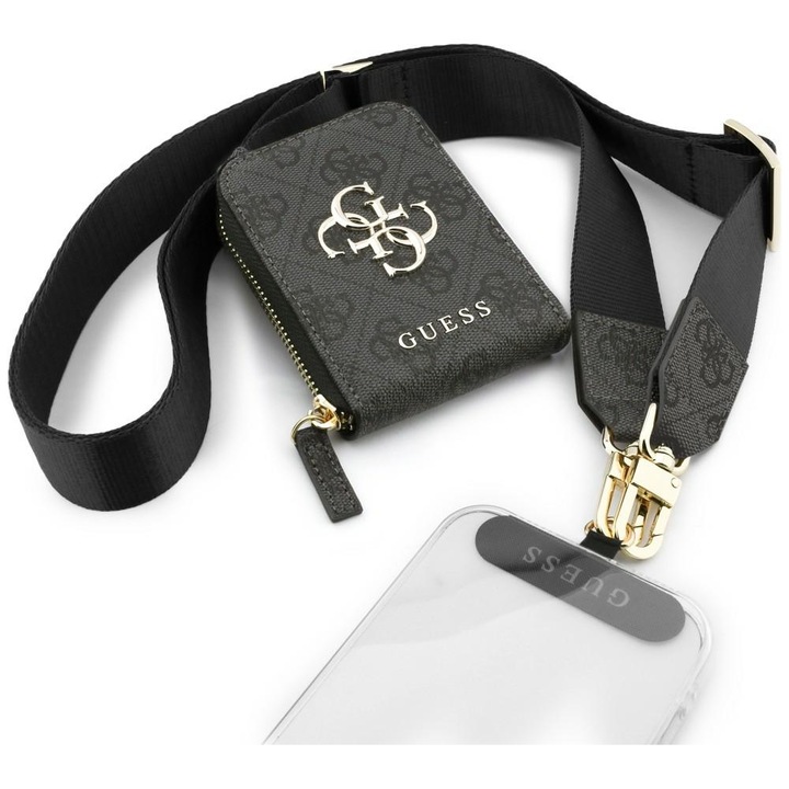 Връзка за калъфи Guess 4G Metal Logo с портфейл, черна
