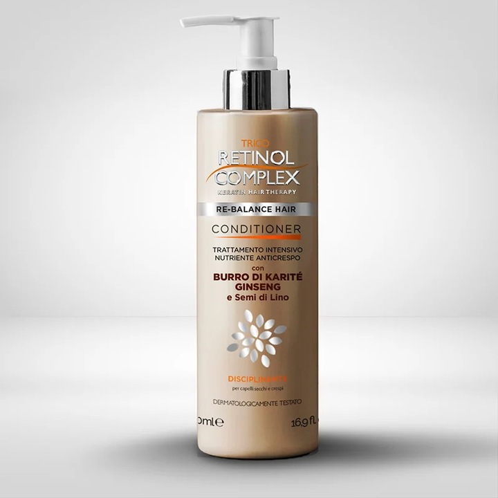 Göndörödésgátló balzsam shea vajjal, ginzenggel és lenmagolajjal - 500 ml - Retinol Complex