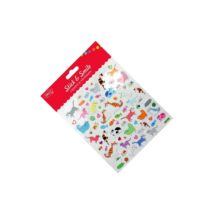 Set Abtibilduri Decorative Pisici Multicolore, 15x16.6 cm, Lucios, pentru Caiete si DIY DACO ART sku11
