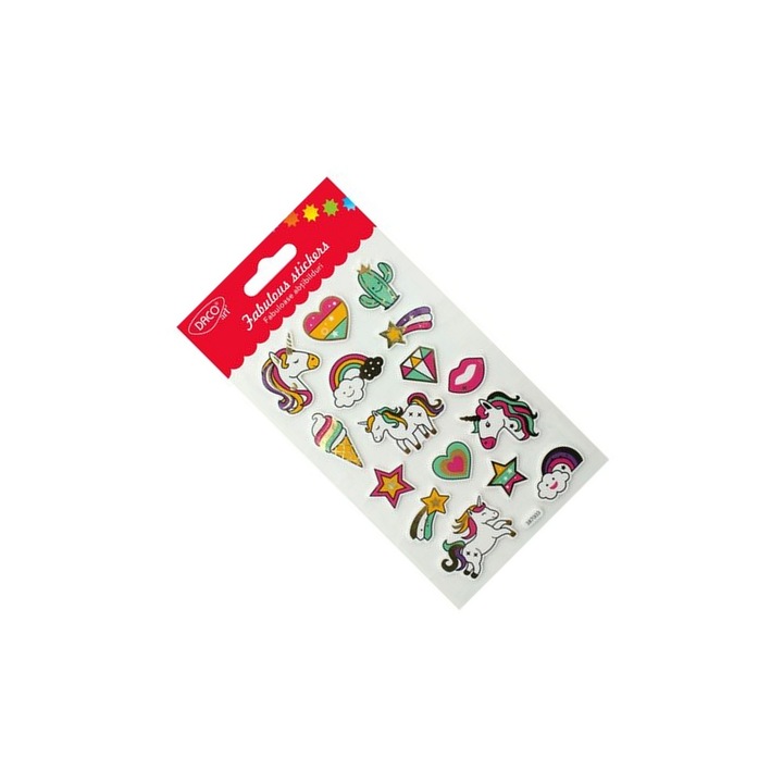 Abtibilduri decorative 3D cu Unicorni Fabuloase DACO, 10x16 cm, pentru proiecte creative DACO ART sku11