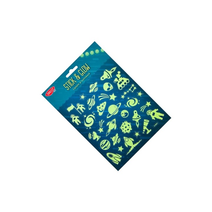 Abtibild Decorativ Fosforescent Stick & Glow Cosmos, 15x16.6 cm, pentru Camera Copilului DACO ART sku11