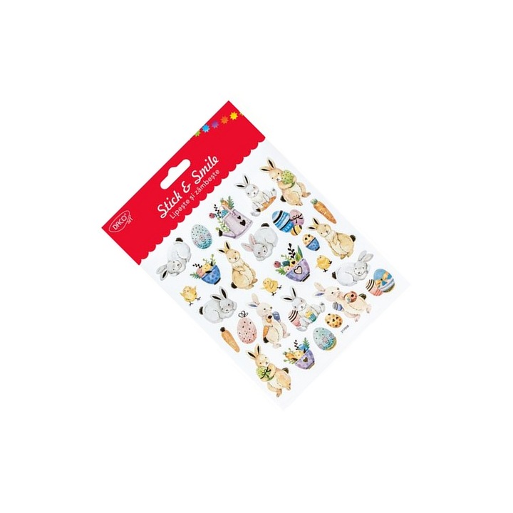 Set Abtibilduri Decorative, Tematica Iepuri de Paste, Multicolor, pentru Craft si Decorare DACO ART sku11