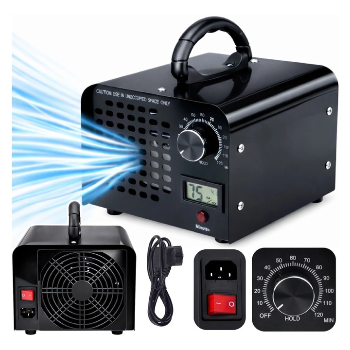 Generator de ozon cu afisaj LCD si temporizator, 60000 mg / h, Lean 29377