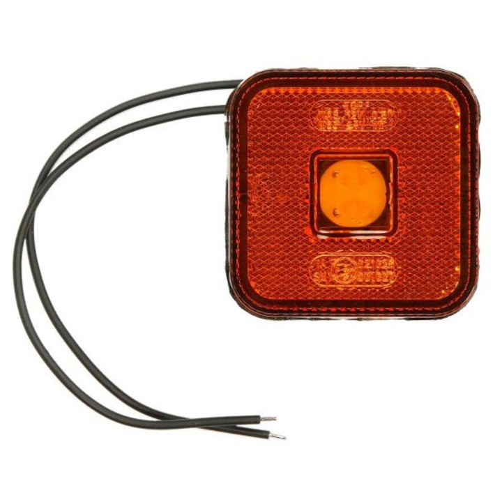 Lampa gabarit WAS, dreptunghiulara, LED, portocalie, 65x65mm, 12/24V