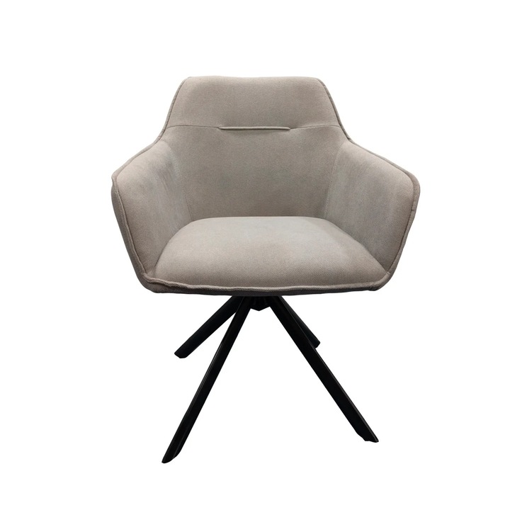 Scaun living/bucatarie tip fotoliu, Kingnod Furniture, Marbelle, rotativ, gri, 83cm