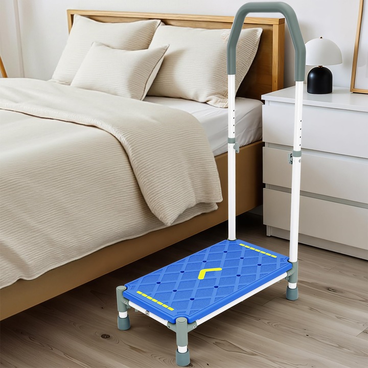 Állítható magasságú zsámoly, 225kg, csúszásgátló szalagok, 55x55cm