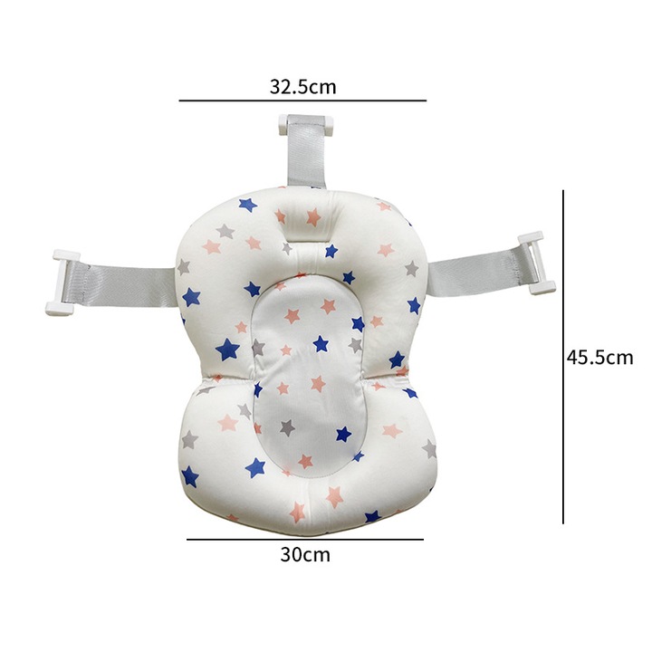 Accesoriu Cadita bebelusi, design ergonomic, material respirabil, alb cu stele
