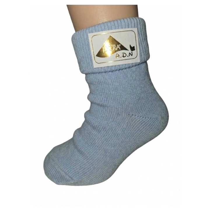 Set de 3 perechi sosete scurte, Respirabil, Elasticitate ridicata, Albastru deschis, 1-2 ani