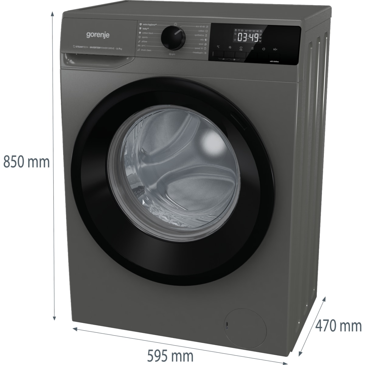 Masina de Spalat Rufe Frontala Gorenje WNHEI74SAS/A Slim SteamTech Capacitate 7KG 1400RPM Clasa A Gri Antracit