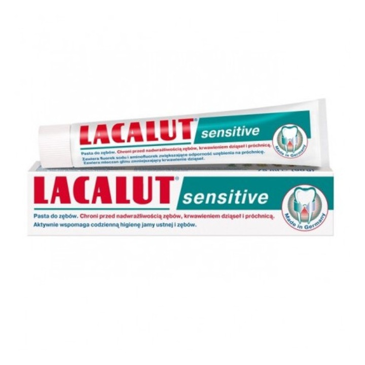 Паста за зъби Lacalut Sensitive, 75мл, за чувствителни зъби, предпазва емайла, намалява чувствителността
