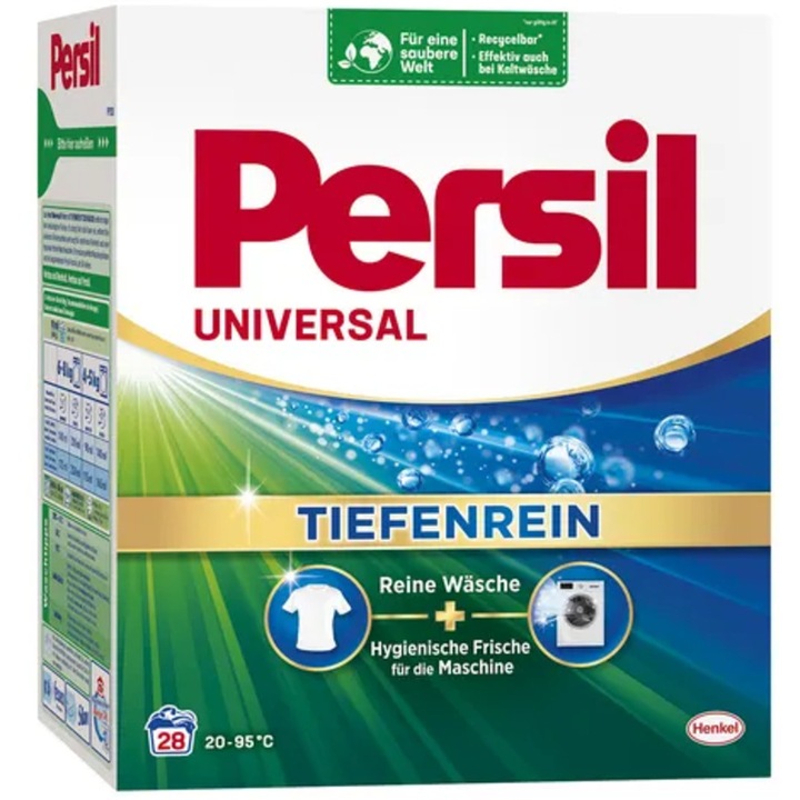 Detergent rufe Persil Universal, 1,54 kg, pentru tesaturi albe, colorate, eficient la temperaturi de 30C, parfum proaspat
