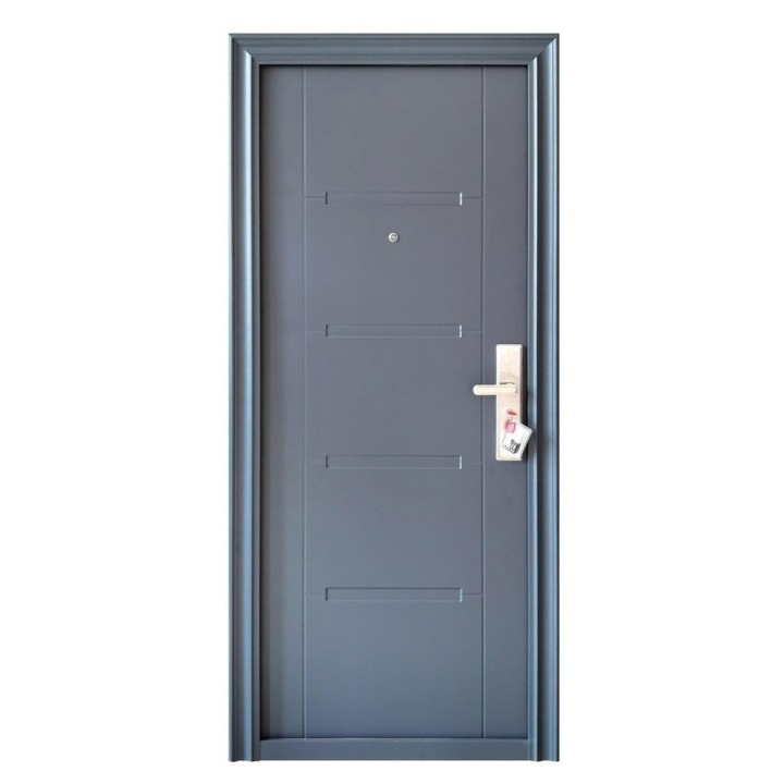 Ușă metalică de intrare RT, SQDR205, Gri antracit, 205x88cm, deschidere stânga, inclus vizor, 3 balamale, manere, chei