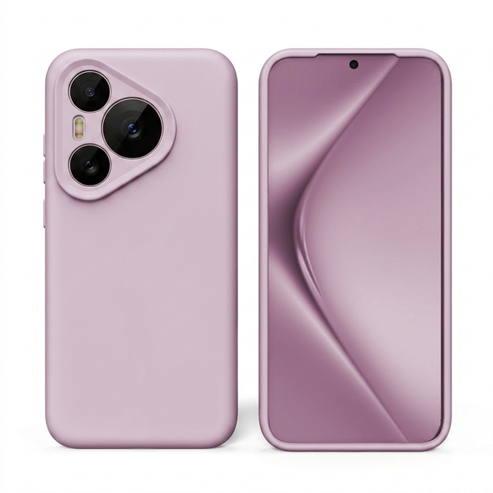 Husa protectie silicon, interior microfibra, pentru Huawei Pura 80 Ultra, anti-amprenta, ultra subtire, Roz
