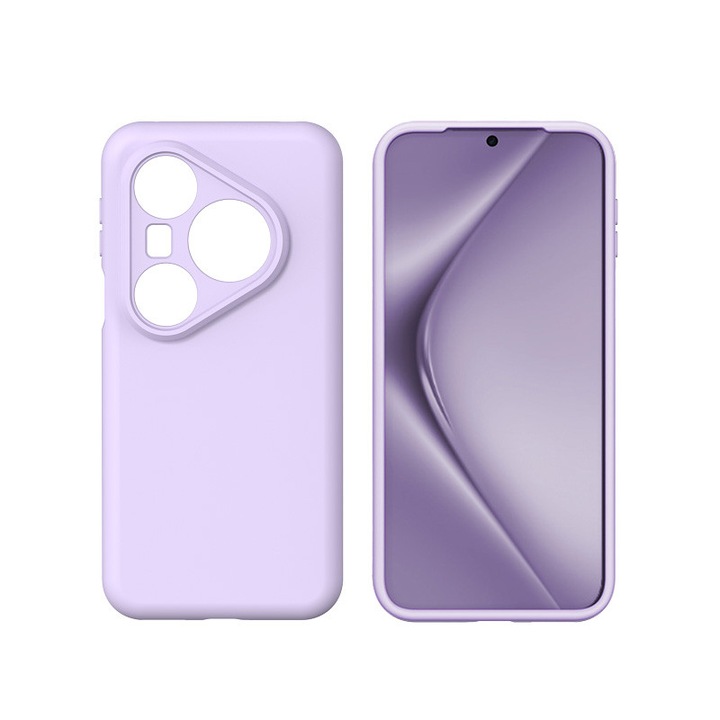 Силиконов защитен калъф, интериор от микрофибър, за Huawei Pura 80 Ultra, против отпечатъци, ултра тънък, светло лилав