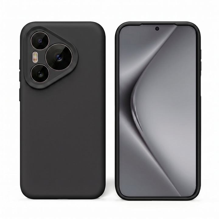 Husa protectie silicon, interior microfibra, pentru Huawei Pura 80 Ultra, anti-amprenta, ultra subtire, Negru