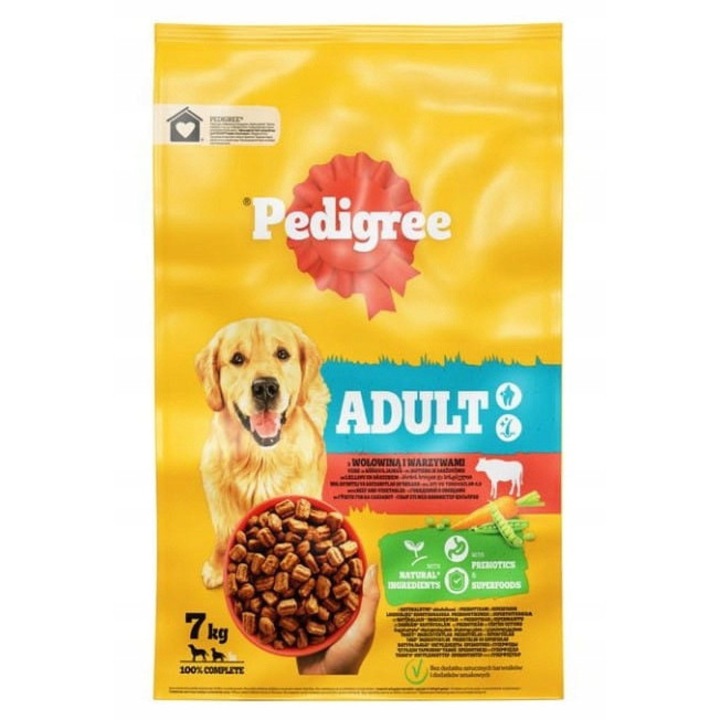 Hrana pentru caini Pedigree Adult, vita si legume, 7kg