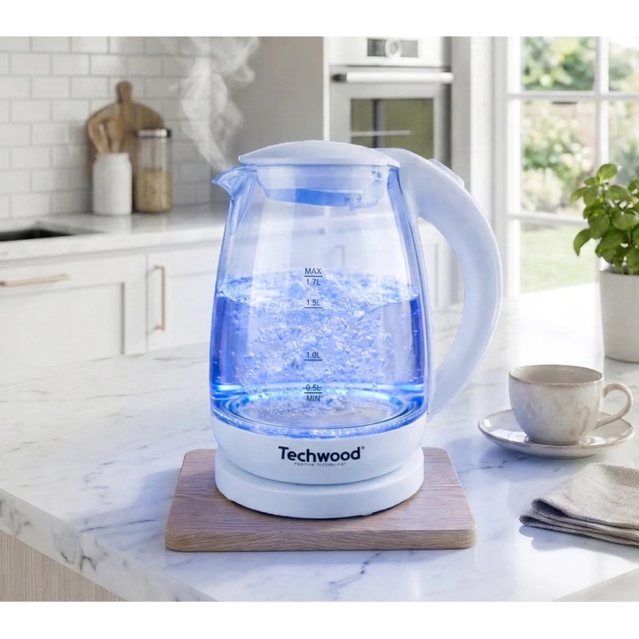 Techwood Fierbator de apa din sticla, transparent, 1, 7 l