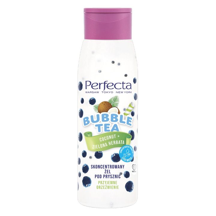 Душ гел Perfecta Bubble Tea Coconut + Green Tea 300g, крем, веган