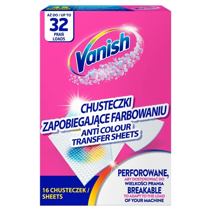 Vanish Servetele anti-transfer de culoare 16 bucati