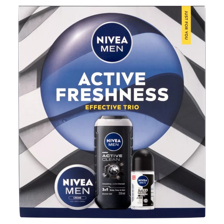 Комплект NIVEA MEN Active Freshness - Душ гел 3 в 1, хидратиращ крем, рол-он дезодорант