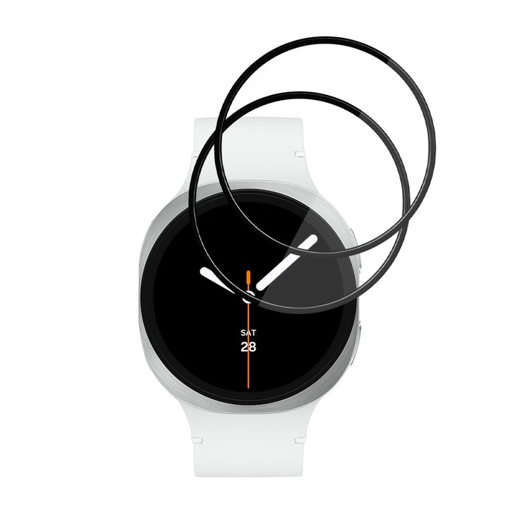 Set 2 x Folie protectie ecran PMMA flexibila pentru Samsung Galaxy Watch8 44mm, HD, anti-amprente Nano Flex - Negru