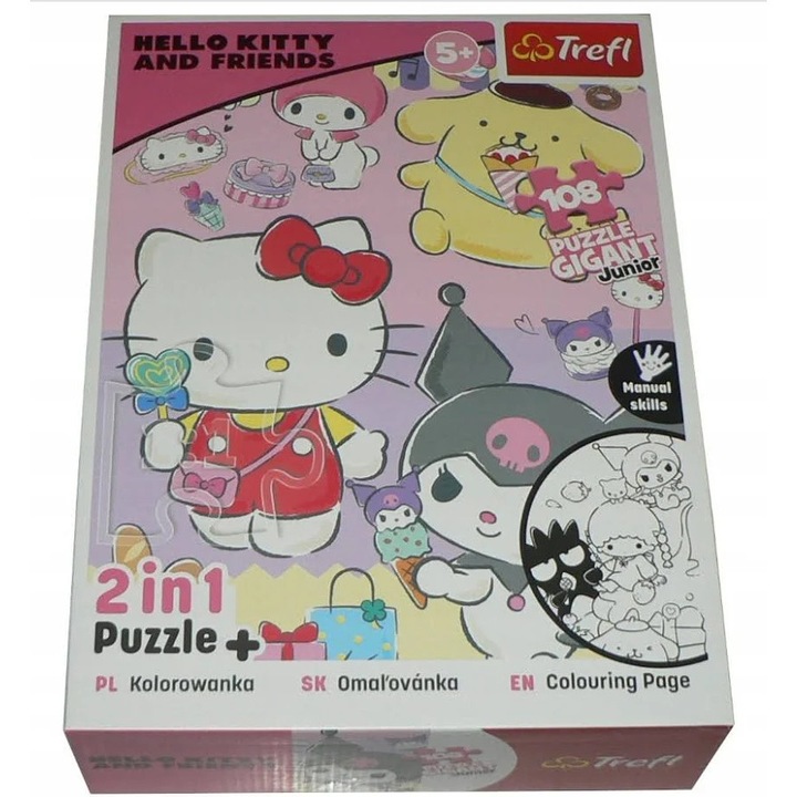 Puzzle TREFL 108 GIGANT JUNIOR 58x84 cm - Hello Kitty si Prietenii - 2 in 1