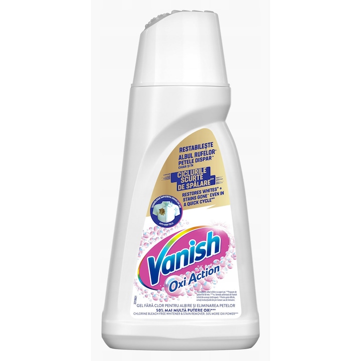 Vanish Oxi Action Gél Folttisztító Fehér Szövetekhez 1L, hatékony, koncentrált formula, fehér, 1L