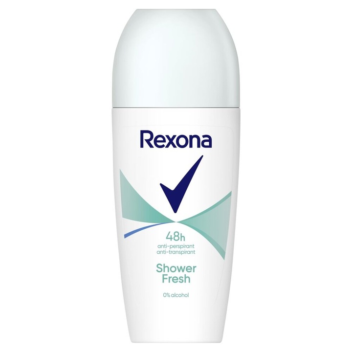Antiperspirant Roll-On Rexona Shower Fresh, 50 ml, tehnologie MotionSense, parfum proaspat