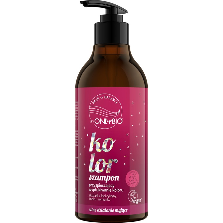 Sampon de par OnlyBio Hair in Balance, 400ml, pentru accelerarea indepartarii culorii, cu extract de lamaie si ghimbir